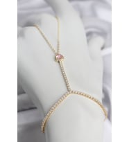 Gold Renk Pirinç Zirkon Taşlı Pembe Kalp Model Şahmeran 5886 - SSSSSS1565-7720