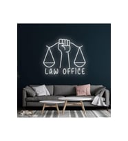 Hukuk Bürolarına Özel LAW OFFICE Yazılı Terazi Figürlü Neon Tabela