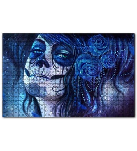 Cakapuzzle Ölülerin Günü Lacivert Güller ve Boyalar Puzzle Yapboz MDF (Ahşap) (120 Parça)
