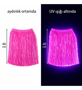 Neon Pembe Hawaii Parti Eteği 40 Cm