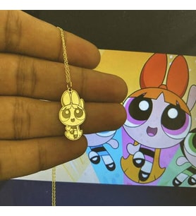 Kişiye Özel 925 Ayar Gümüş Powerpuff Girls 'Blossom' Kolye