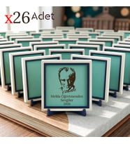 Öğretmen İsmine Özel Yıl Sonu Hediyesi 26'lı Set; Atatürk Görselli Sınıfa Özel Dekoratif 10x10 cm