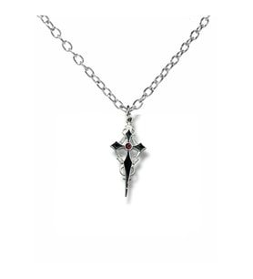 Siyah Sacina Gothic Haç Kolye – Unisex Metal Takı, 60 cm Zincirli Gotik & Alternatif Stil (Gümüş)