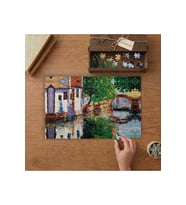 Çiçekli Kanar- Su Yolu Tasarımı 240 parça Ahşap Puzzle Ahşap Kutuda MP00294
