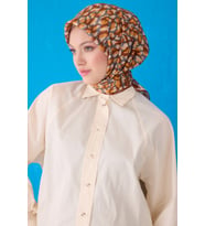 Saf İpek Eşarp 4103D (Twill İpek) (Kahverengi)