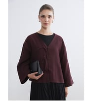 LCW Modest Mürdüm V Yaka Oversize Kadın Kimono