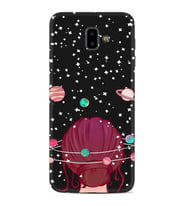 Samsung J6 Plus J7 Prime J7 Pro M20 Kılıf Desenli Silikon Space Woman 1311