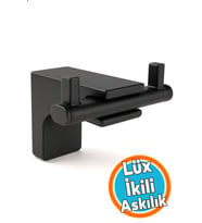 Modern Siyah İkili Askılık Vidalı Paslanmaz Metal Duvar Askısı