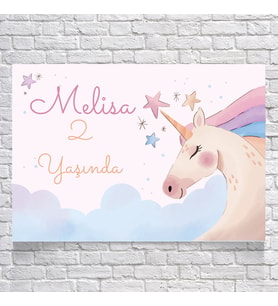 Unicorn Temalı Doğum Günü Afişi
