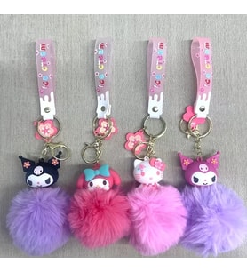 Ponponlu Kuromi Ve Hello Kitty Anahtarlık Alk4246