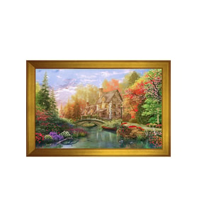 Manzara Temalı Kanvas Tablo 80 x 110 cm Gold Çerçeve
