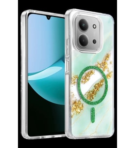 Onegif Redmi 15C 4G Lotus Simli Magsafe Kapak - Yeşil