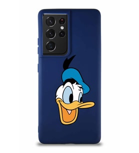 Samsung Galaxy S21 Ultra Soft Premier Kapak Donald Duck-A Tasarımlı Silikon Kılıf - Lacivert (Şeffaf)