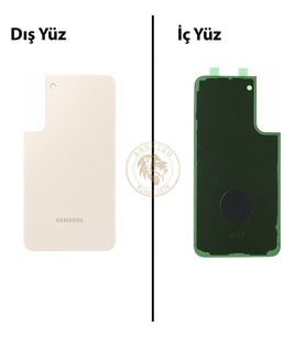 Samsung Galaxy S22 Plus Krem Renk Arka Kapak Arka Cam Batarya Kapağı Pil Kapağı Lazer Kesim Back Cover Galaxy S22 Plus Uyumlu