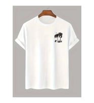 Baskılı Oversize Bisiklet Yaka T-shirt - Beyaz