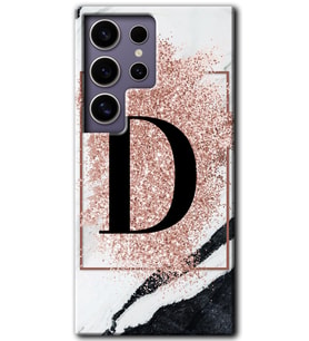 Galaxy S24 Ultra Kılıf HD Desen Baskılı Kılıf - Pembe Mermer Desenli D Harfi