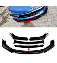 Peugeot 306 Siyah Renkli Şeritli Dilli Ön Lip 4 Prç Parlak Siyah ABS