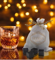 BK Gift Kişiye Özel İsimli Özel Kesesinde 12’li Doğal Granit Viski Soğutma Taşı Seti - Model 8