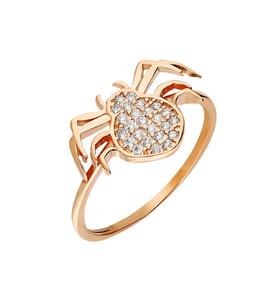 Zirkon Taşlı Spider Tasarım Rose Renk 925 Ayar Gümüş Bayan Yüzük