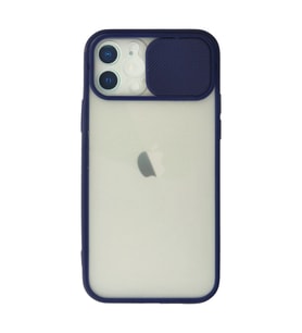 Apple İphone 12 Kılıf Palm Buzlu Kamera Sürgülü Silikon - Lacivert