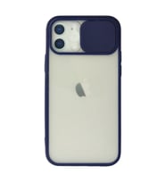 Apple İphone 12 Kılıf Palm Buzlu Kamera Sürgülü Silikon - Lacivert