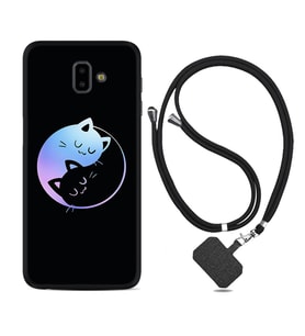 Samsung J6 Plus J7 Prime J7 Pro M20 Kılıf Boyun Askılı Silikon Love Cats 1604