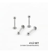 4'lü Kararmaz Cerrahi Çelik Top Uçlu Labret Piercing Tragus Helix Dudak Burun Conch Kıkırdak Küpesi