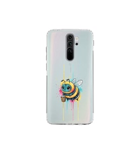 Redmi Note 8 Pro ile uyumlu Splash arı tasarımlı şeffaf silikon kılıf