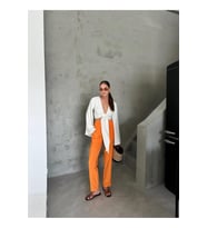BEL LASTİK DETAYLI MODAL KUMAŞ PANTOLON - Orange