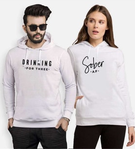 Tshirthane Sober Drinking Sevgili Kombinleri Kapüşonlu Kombini (Tek Ürün Fiyatıdır.)