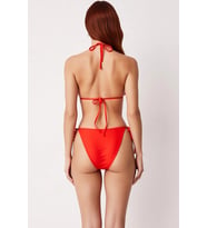 Kadın Bikini Takımı Üçgen Kap Kolsuz Düz Desen Döküm Aksesuarlı Balensiz Bağlama Bağcık Örme Raşel