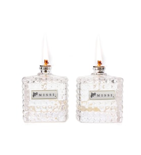 2'li Dark Amber Kokulu Kare Kristal Cam Şişe Kandil Seti (2x100 ml)