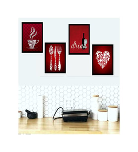 Mutfak Dizayn Çatal Kaşık Drink Love Dekor Konsept Baskı Tablo Mdf Çerçeve Görünüm(19X27CM)