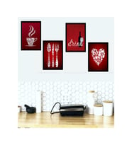 Mutfak Dizayn Çatal Kaşık Drink Love Dekor Konsept Baskı Tablo Mdf Çerçeve Görünüm(19X27CM)