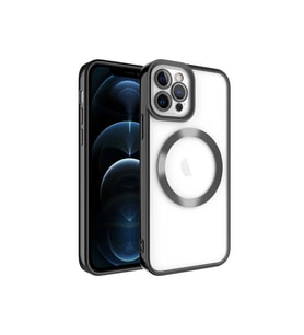 Apple iPhone 12 Pro Max Uyumlu Kılıf M-safe Wireless Şarj Özellikli Zore Setro Silikon (Siyah)