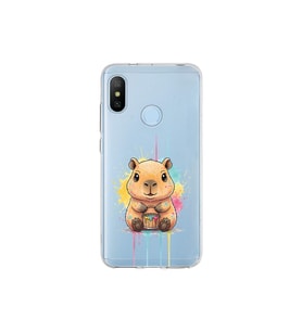 Xiaomi Mi A2 Lite ile Uyumlu Splash Kapibara Tasarımlı Şeffaf Silikon Kılıf
