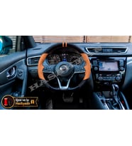 Nissan Juke F16 Dikme Direksiyon Kılıfı Delikli Deri Parlak Siyah Taba Detay Çift Yüzük ve Dikiş 2019-2024