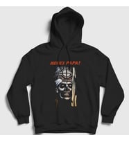 Presmono Unisex Siyah Here Papa Ghost Kapüşonlu Sweatshirt 403820tt