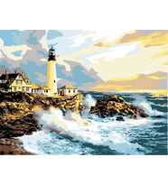 Yamaçtaki Deniz Feneri Sayılarla Boyama Seti(50x65 cm Tuval Şasesine Gerili)