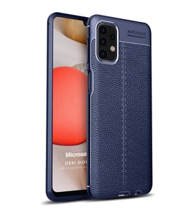 Microsonic Samsung Galaxy A32 4G Kılıf Deri Dokulu Silikon Lacivert