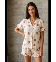 Night Kadın V Yaka Comfort Fit Pijama Takımı