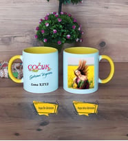 Çocuk Gelişim Uzmanı Kupa Bardak Sarı Fotoğraflı Öğretmenler Günü Hediyesi
