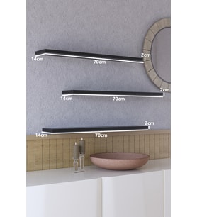 70 Cm 3lü Mat Siyah Mdf Uçan Duvar Rafı Gizli Bağlantı Kitaplık