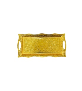 Gold İki Kişilik Metal Çay Kahve Tepsisi 33 x 16 cm