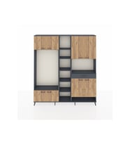 Arges Dolap 12 Raflı Tek Çekmeceli 8 Kapaklı 220x30x243 Antrasit-Çam/Antrasit