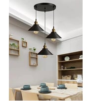 RİOLİGHT RETRO,RUSTİK ÜÇLÜ METAL SARKIT AVİZE ÇAP:30CM ŞAPKA ÇAPI:22CM (Siyah)