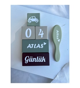 Bebek anı küpü bebek isim küpü ve renkli isimli doğal keçi kılı 6 parca Taraklı