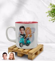 BK Gift Kişiye Özel Sevgililer Karikatürlü İçi Kırmızı Renkli Kupa Bardak Model 99