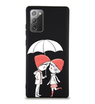 Samsung Galaxy Note 20 Uyumlu Lansman Kılıf Aşk Tasarımlı İçi Kadife Kapak-Siyah (Şeffaf)