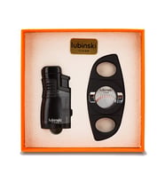 Lubinski 3 Torch Çakmak Ve Kesici Puro Seti Siyah LB-719
